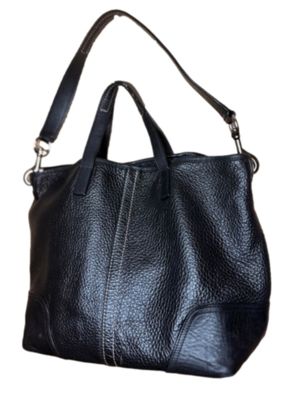 Coach Peppled Leather Hadley Black Leather Tote Bag - Picture 2 of 14
